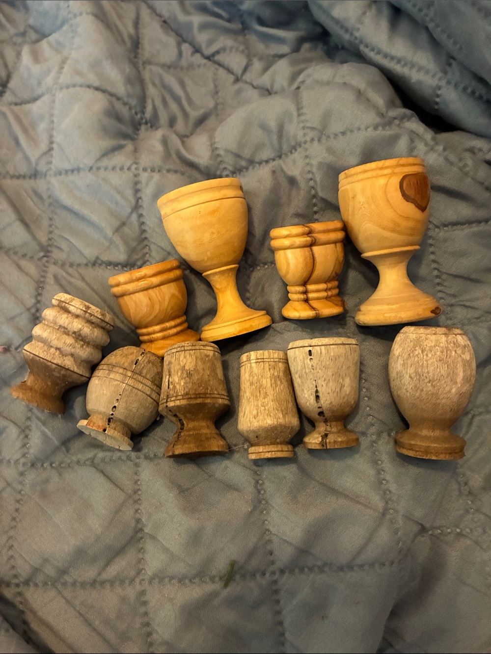 Handcrafted Ten Natural Wood Polished or Weathered Communion Cups